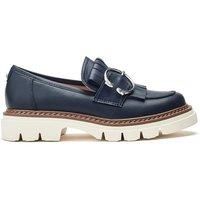 Moda in Pelle Women/'s Dallia Navy Faux Leather Chunky Soled Loafers 5