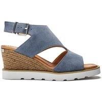 Moda in Pelle Women/'s Mapel Light Blue Suede Wedge Heeled Sandals 4