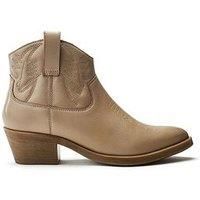 Moda In Pelle Bracknell Leather Western Boots - Cream