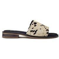 Moda in Pelle Women/'s Jarro Black-Leopard /'Pony Hair/' Flat Slider Sandals 3