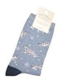 BNWT FAT FACE Ladies Snow Leopard Socks  Blue  Size 4 - 7