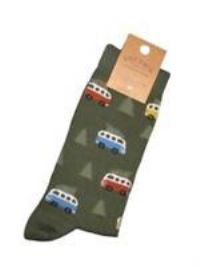 BNWT New Fat Face Men’s Socks - Woodland Camper Van - Khaki Green - UK 9.5-11