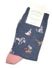 BNWT New Fat Face Women’s Socks - Party Dogs - Navy - UK 4-7
