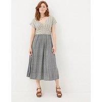 Fatface Rae Star Open Back Geo Midi Dress - White