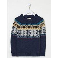 Fatface Boys Fairisle Yoke Jumper - Navy