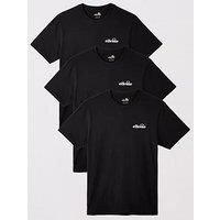 Ellesse Azzini Mens T Shirts 3 Pack Black Classic Tees