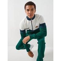 Ellesse Men/'s Rimini Track Jacket, Off White/Dark Green, L