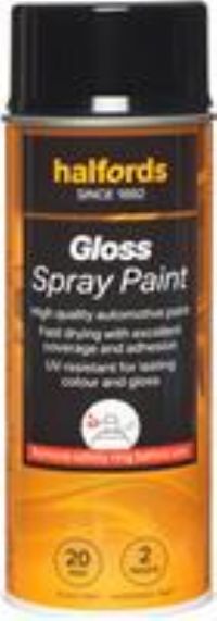 Halfords S2-020 Black Gloss Car Spray Paint - 400Ml