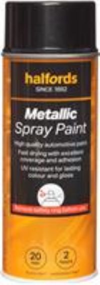 Halfords M2-050 Black Metallic Car Spray Paint - 400Ml