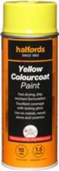Halfords Colourcoat Machine Yellow Paint 400Ml