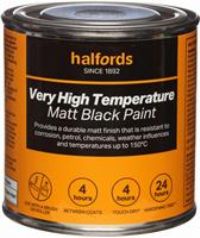 Halfords High Temp Matt Blk Paint 250Ml Tin