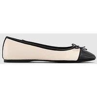 Office Frolic - Square Toe Toecap Ballet Shoes - White/Black