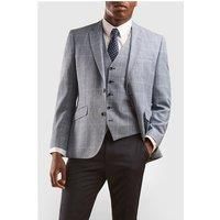 Scott by The Label Tailored Fit Pale Blue White Check Waistcoat