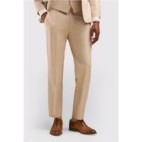 Scott by The Label Tailored Fit Stone Linen Blend Men's Trousers, Beige