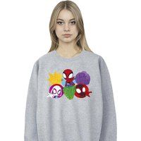 Marvel Women/'s Spidey and His Amazing Friends Faces Sweatshirt Sport Grey XX-Large