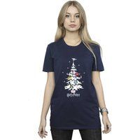 Harry Potter Christmas Tree Cotton Boyfriend T-Shirt In Navy