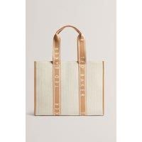 HAYLLEE Striped Canvas Large Icon Bag Natural
