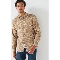 Ps Paul Smith Tailored Fit Button Down Swirl Print Long Sleeve Shirt - Brown