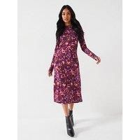 Ps Paul Smith Long Sleeve Floral Midi Dress - Purple