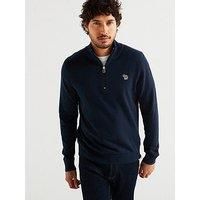 Ps Paul Smith Regular Fit Zebra Half Zip Knitted Jumper - Navy