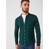 Ps Paul Smith Regular Zip Long Sleeve Polo Shirt - Green