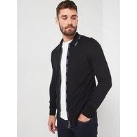 Paul Smith Mens Polo Shirt Long Sleeved Full Front Zip Cotton Knit Polo in Black