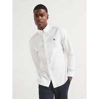 Ps Paul Smith Long Sleeve Tailored Fit Zebra Badge Logo Shirt - White