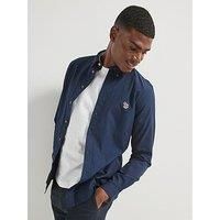 Ps Paul Smith Long Sleeve Tailored Fit Zebra Badge Logo Shirt - Blue