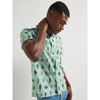 Ps Paul Smith Short Sleeve Regular Fit Cactus Print Shirt - Green