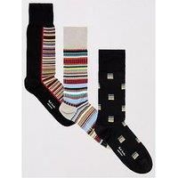 Ps Paul Smith Men'S Signature 3 Pack Crew Socks - Multi