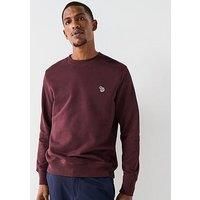 Paul Smith Sweatshirt Organic Cotton Crew Neck Zebra Badge Logo in Maroon