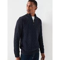 Ps Paul Smith Regular Fit Cable Half Zip Knitted Jumper - Navy