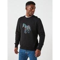 Ps Paul Smith Striped Zebra Graphic Crew Sweat - Black