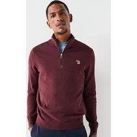 Ps Paul Smith Ps Paul Smith Regular Fit Zebra Half Zip Knitted Jumper - Red