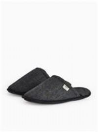 totes Navy Herringbone Mule Slippers L
