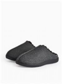 Grey Felt Seam Detail Mule Slippers M
