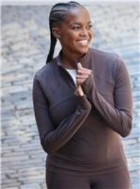 REAKTIV Mauve Yoga Funnel Neck Half Zip Top L