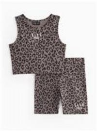 ELLE Leopard Print Cropped Top & Cycling Shorts 15 years