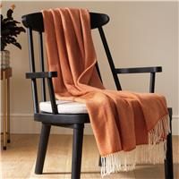 Habitat Herringbone Throw - Burnt Orange - 125x150cm