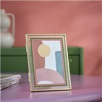 "Habitat Green & Pink Scallop Metal Picture Frame - 4x6"""