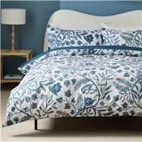 Habitat Foliage Heatset White & Blue Bedding Set - Single