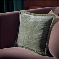Habitat Chenille Fringe Cushion - Green - 43x43cm