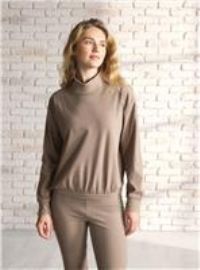 REAKTIV Taupe Luxe Lounge High Neck Soft Touch Top XS