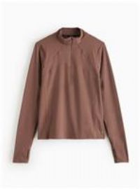 REAKTIV Taupe Yoga Funnel Neck Half Zip Top XL
