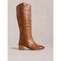 White Stuff Women's Izzy Knee High Boot Leather Low Heel Zip Fastening Footwear