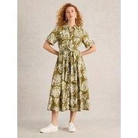 White Stuff Tiff Linen Blend Shirt Dress - Green