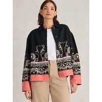 White Stuff Women's Carrie Linen Jacket Long Sleeve Button Fastening Collar Coat