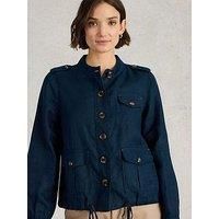 White Stuff Demi Utility Linen Jacket - Navy