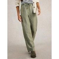 White Stuff Belle Linen Wide Leg Trouser - Green