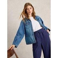 White Stuff Denim Jacket Women's Camille Stylish Casual Ladies Button Down Coat